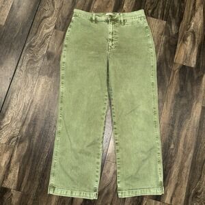J. Crew Women's Garment-dyed Slim Wide-leg Jeans Green Wash Size 28